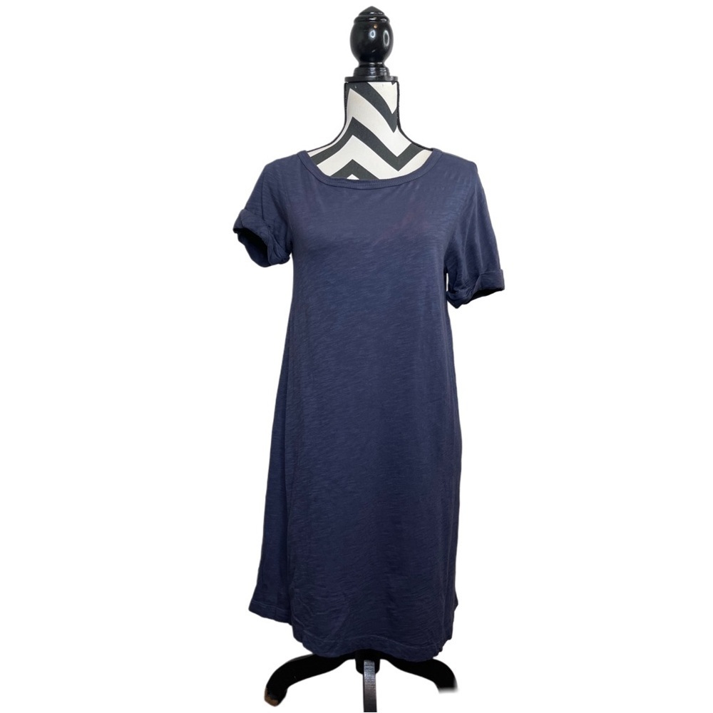 Wilt Sz S 100% Cotton Navy Blue Short-Sleeve Asymmetrical T-Shirt Dress